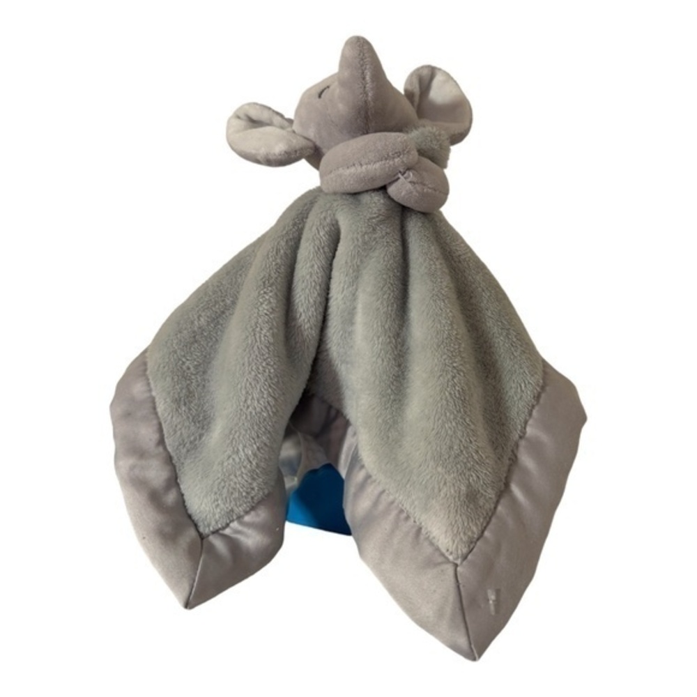 Elephant Lovey Security Blanket Gray Satin Plushie